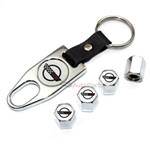 Chevy Corvette C4 Logo Chrome Tire/Wheel Stem Air Valve Caps+Wrench Key Chain