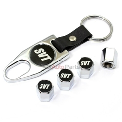 Ford SVT Logo Contour Mustang Chrome Tire/Wheel Stem Valve CAPS+Wrench Key Chain