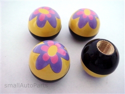 Purple Flower Ball Tire Valve Stem Caps