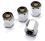 Cadillac Silver Logo Chrome ABS Tire Valve Stem Caps