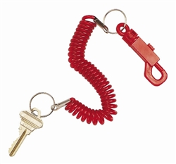 Coil Spiral Stretchable Band Key Chain Ring Plastic Belt Pocket Purse Clip