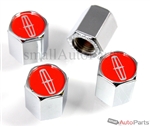 Lincoln Red Logo Chrome ABS Tire Valve Stem Caps