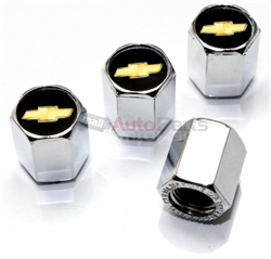 Chevrolet Gold Logo Chrome ABS Tire Valve Stem Caps