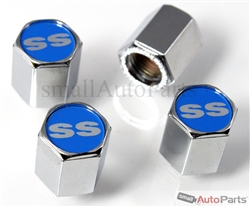 Chevrolet SS Blue Logo Chrome ABS Tire Valve Stem Caps