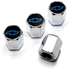 Chevrolet Blue Logo Chrome ABS Tire Valve Stem Caps