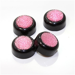 4 Premium Black Pink Pave License Plate Fastener Screw Bolt Caps for Car-Bike