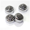 4 Premium Chrome Smoke Pave License Plate Fastener Screw Bolt Caps for Car-Bike