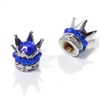 2 Motorcycle Bike Chrome Crown Blue Bling Diamond Tire/Wheel Stem Valve Caps Set