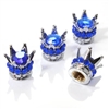 4 Chrome Crown Blue Bling Diamond Tire/Wheel Stem Valve Caps car truck hot rod