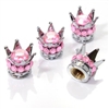 4 Chrome Crown Light Pink Bling Diamond Tire/Wheel Stem Valve Caps Set car truck