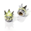 2 Motorcycle Chrome Silver Crown Yellow Bling Diamond Tire/Wheel Stem Valve Caps