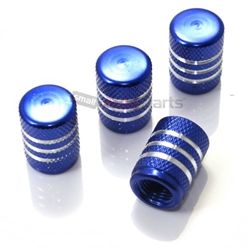 Blue Aluminum Chrome Stripes Tire Valve Stem Caps