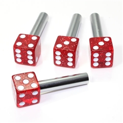 4 Red Glitter Dice Interior Door Lock Knobs Pins for Car-Truck-HotRod-Classic