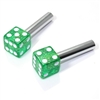 2 Green Glitter Dice Interior Door Lock Knobs Pins for Car-Truck-HotRod-Classic