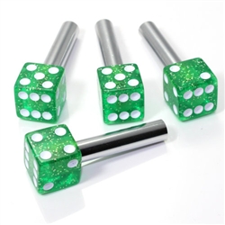 4 Green Glitter Dice Interior Door Lock Knobs Pins for Car-Truck-HotRod-Classic