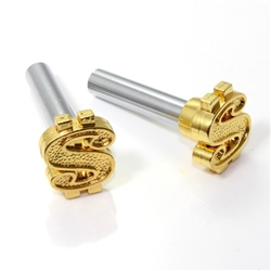 2 Gold Dollar Sign Interior Door Lock Knobs Pins for Car-Truck-HotRod-Classic