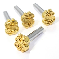 4 Gold Dollar Sign Interior Door Lock Knobs Pins for Car-Truck-HotRod-Classic