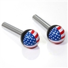 2 American Flag USA Ball Interior Door Lock Knobs Pins for Car-Truck-HotRod