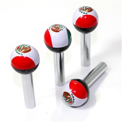 4 Universal Mexico Flag Ball Interior Door Lock Knobs Pins for Car-Truck-HotRod