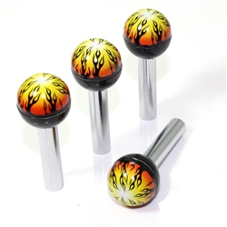 4 Fire Flames Ball Interior Door Lock Knobs Pins for Car-Truck-HotRod-Clasic