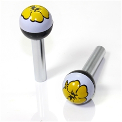 2 Yellow Flower Ball Interior Door Lock Knobs Pins for Car-Truck-HotRod-Clasic