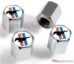 Ford Mustang Logo Chrome ABS Tire Valve Stem Caps