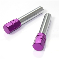 2 Purple Aluminum Chrome Interior Door Lock Knobs Pins for Car-Truck-HotRod