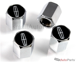 Lincoln Black Logo Chrome ABS Tire Valve Stem Caps