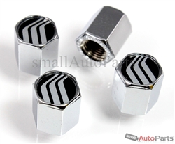 Lincoln Black Logo Chrome ABS Tire Valve Stem Caps