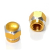 2 Gold Hex Aluminum Wheel Tire Pressure Air Stem Valve Caps for Motorcycle-Bike