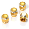 4 Gold Hex Aluminum Wheel Tire Pressure Air Stem Valve Caps for Auto-Car-Truck