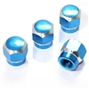 4 Blue Hex Aluminum Wheel Tire Pressure Air Stem Valve Caps for Auto-Car-Truck