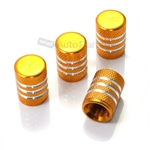 Yellow Gold Aluminum Chrome Stripes Tire Valve Stem Caps