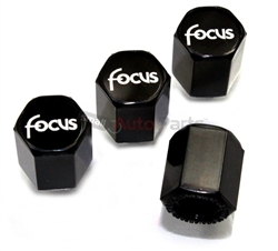 Ford Focus Silver Logo Black ABS Tire Valve Stem Caps