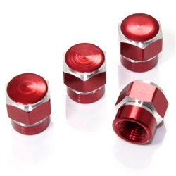 4 Red Hex Aluminum Wheel Tire Pressure Air Stem Valve Caps for Auto-Car-Truck