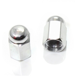 2 Chrome Hex Dome Wheel Tire Pressure Air Stem Valve Caps for Motorcycle-Bike