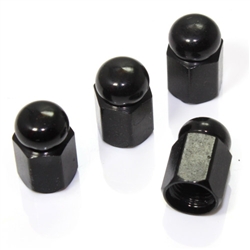 4 Black Hex Dome Wheel Tire Pressure Air Stem Valve Caps for Auto-Car-Truck