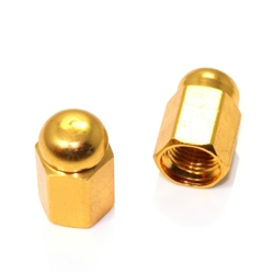 2 Gold Hex Dome Wheel Tire Pressure Air Stem Valve Caps for Motorcycle-Bike