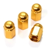 4 Gold Hex Dome Wheel Tire Pressure Air Stem Valve Caps for Auto-Car-Truck