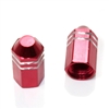 2 Red Finned Hex Wheel Tire Pressure Air Stem Valve Caps for Motorcycle-Bike