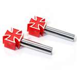 Door Lock Knobs - Red Iron Cross - Set of 2