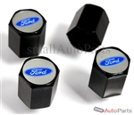 Ford Blue Logo Black ABS Tire Valve Stem Caps