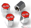 Chevrolet SS Red Logo Chrome ABS Tire Valve Stem Caps