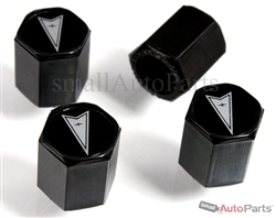 Pontiac Silver Logo Black ABS Tire Valve Stem Caps