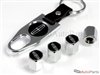 Lincoln Black Logo Chrome ABS Tire Valve Stem Caps & Key Chain