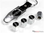 Lincoln Black Logo Chrome ABS Tire Valve Stem Caps & Key Chain