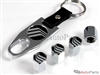 Mercury Black Logo Chrome ABS Tire Valve Stem Caps & Key Chain