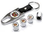 Cadillac Old Logo Chrome ABS Tire Valve Stem Caps & Key Chain