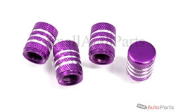 Purple Aluminum Chrome Stripes Tire Valve Stem Caps