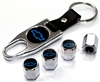 Chevrolet Blue Logo Chrome ABS Tire Valve Stem Caps & Key Chain